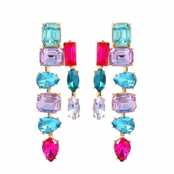 Colorfull Rainstone Earrings Female Bohemian Style Full Crystal Earrings Jewelry