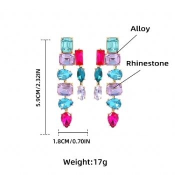 Colorfull Rainstone Earrings Female Bohemian Style Full Crystal Earrings Jewelry